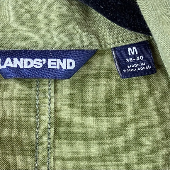SOLD.   Lands’ End Canvas Utility Jacket Size M Olive Green Military Safari Barn - Picture 4 of 7